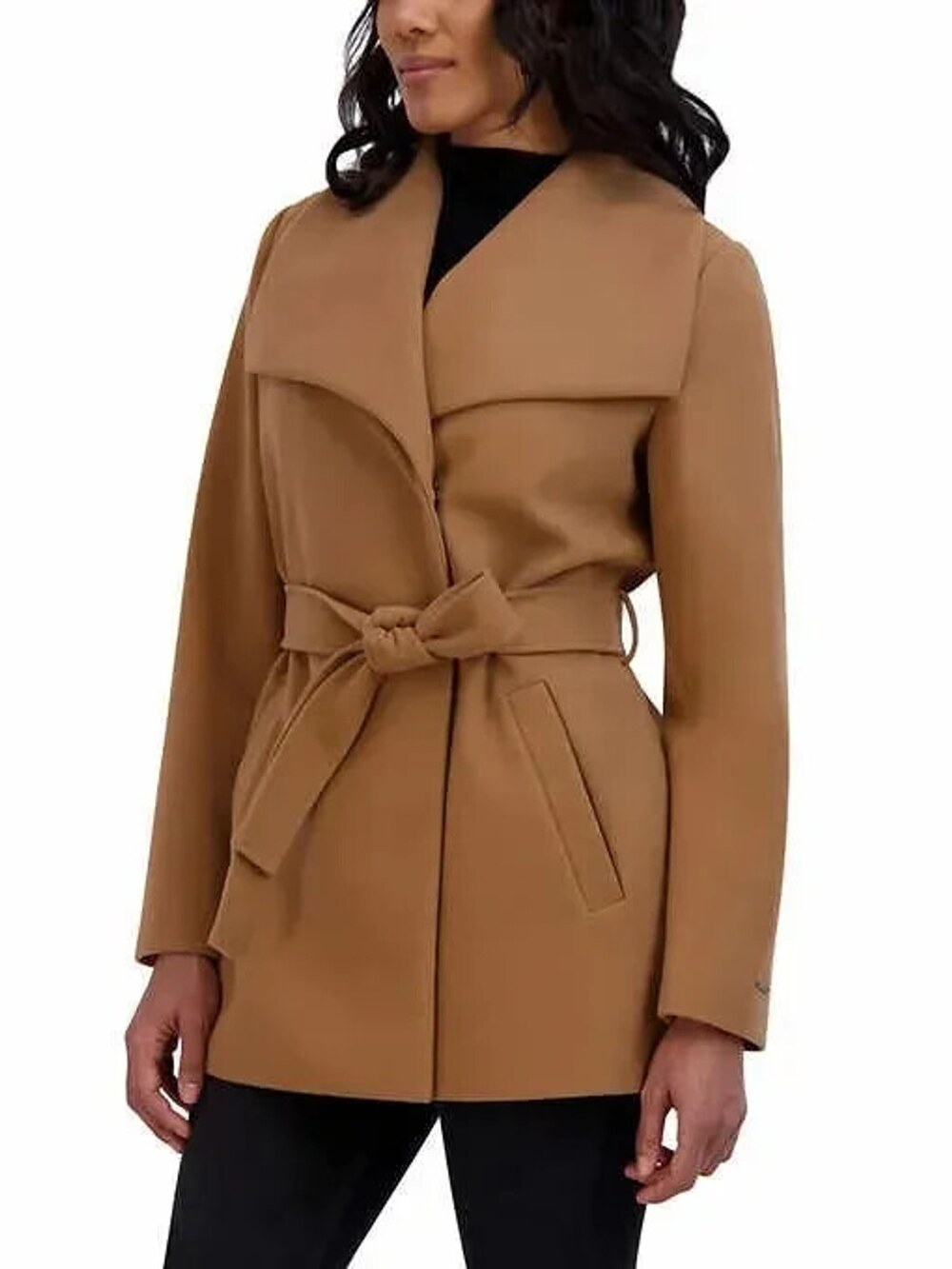 Tahari Wrap Coat Women's XS Tie Belt Trench Jacket Tan Water Resistant $380